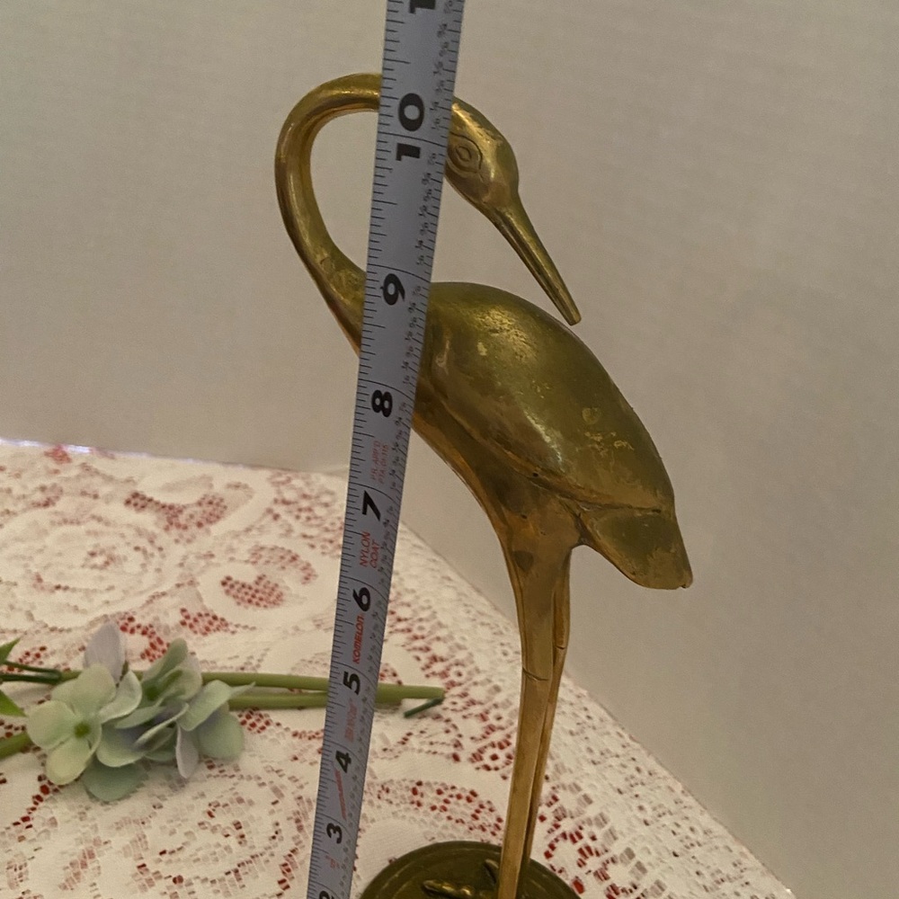 Brass Crane Statue Vintage - Picture 2 of 7